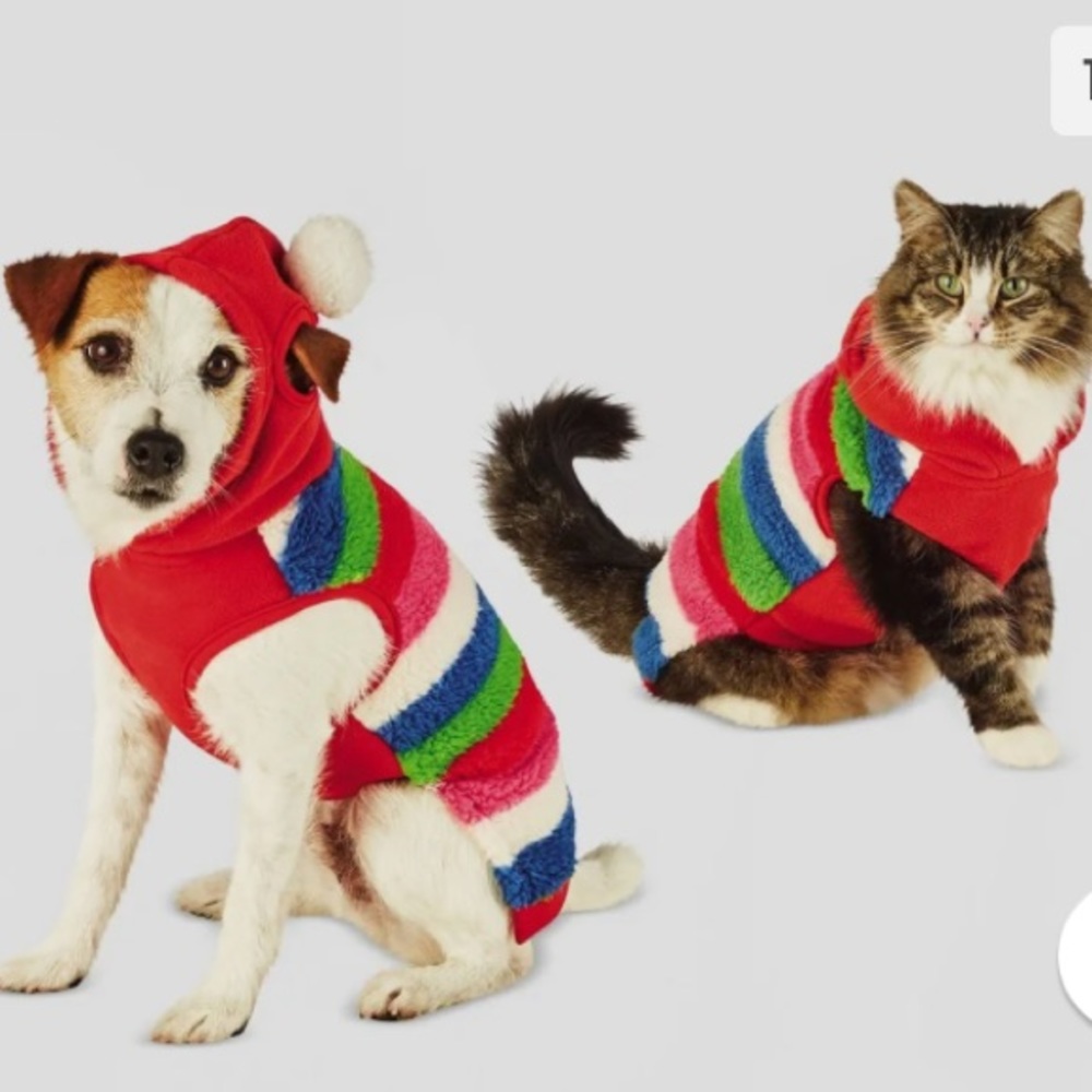 Wondershop Dog Sherpa/Fleece sweater with Santa Hoodie and White PomPom Size XXL - Picture 2 of 14